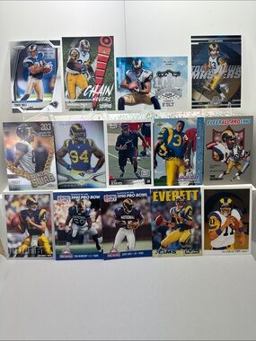 St. Louis Rams Warner/Faulk/Holt w/ vintage LA Rams Bettis rookie card lot of 14
